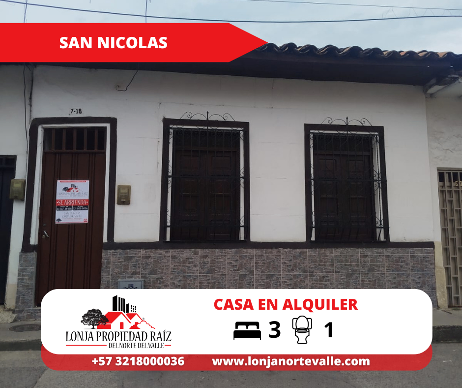 Casas en Arriendo, Cartago,  - San Nicolás