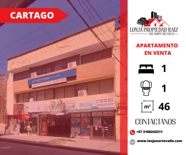 Apartaestudios en Venta, Cartago, – El Centro