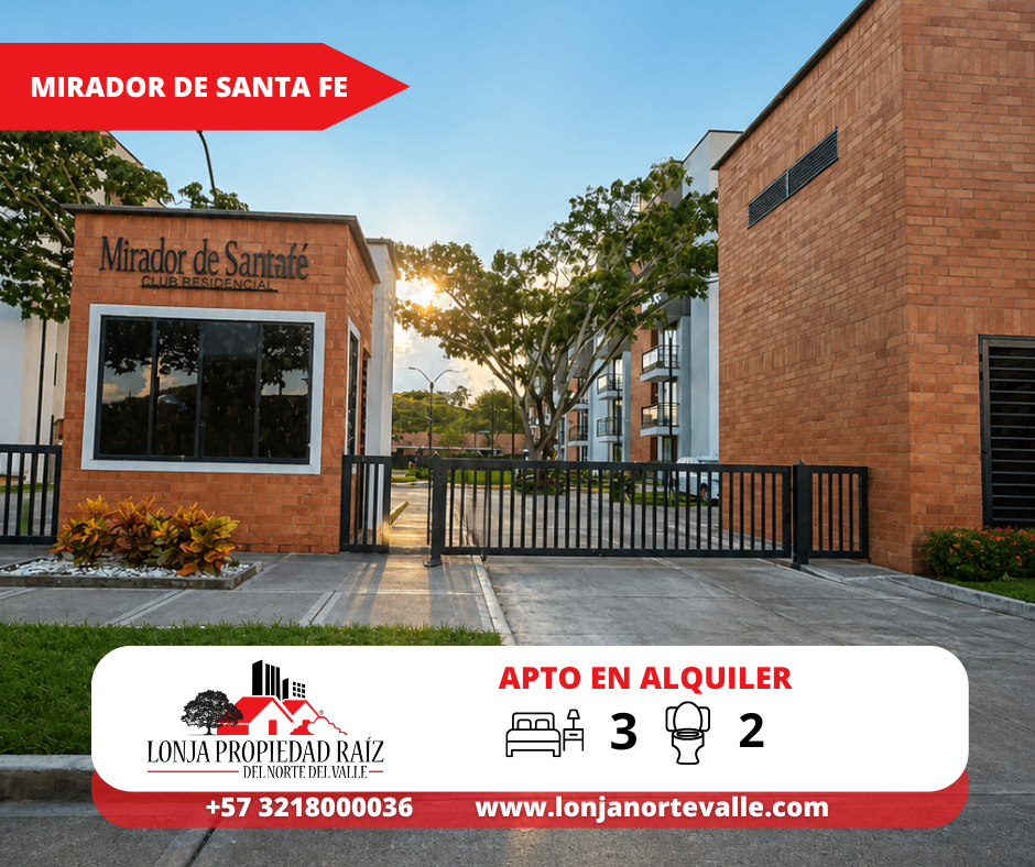 Apartamentos en Arriendo, Cartago,  - Cond. Mirador de santa fe